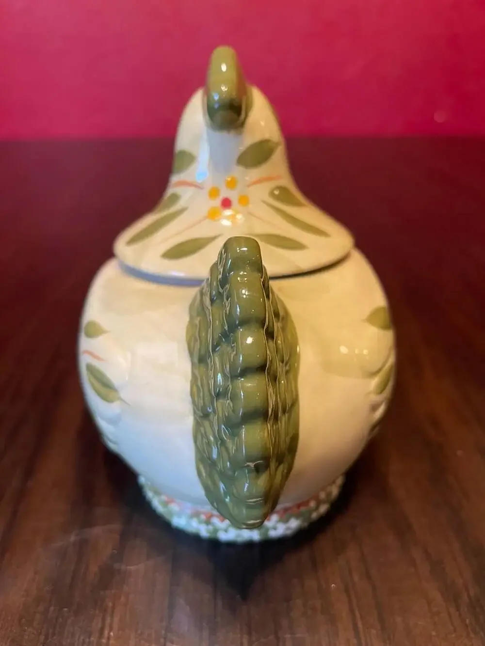 Temp-Tations Old World Figural Chicken Sugar Bowl Green